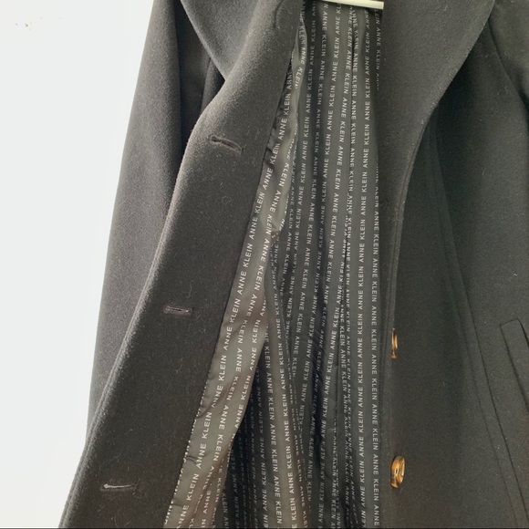 Anne Kline / Black Wool Long Coat , Heavy Winter Coat / Dramatic Collar - Picture 6 of 8